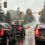 Wet conditions leading to car accidents in Bellevue