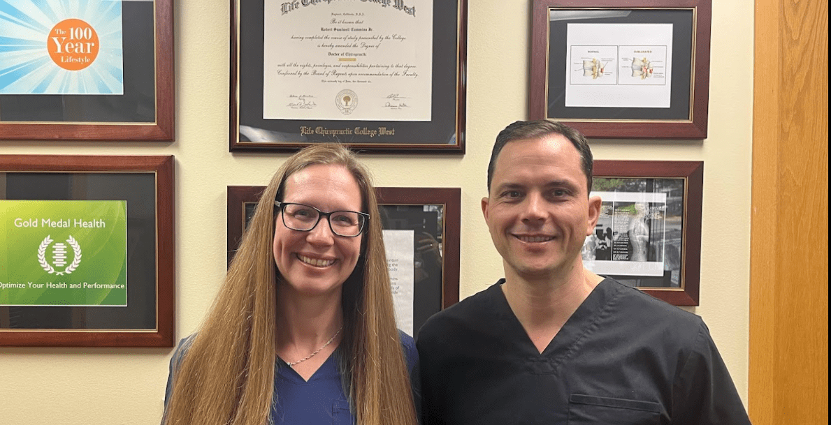 anna and bob smilling, shoulders and above visible